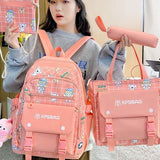 Backpack Primary School Girls Schoolbag Women's Four-piece Set