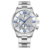 Fashion Numbers Three-eye Calendar Men's Watch