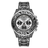 Vintage Engraving Quartz Multi-function Men's Watch