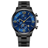 Fashion Numbers Three-eye Calendar Men's Watch