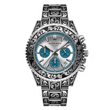 Vintage Engraving Quartz Multi-function Men's Watch