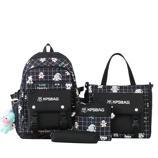 Backpack Primary School Girls Schoolbag Women's Four-piece Set