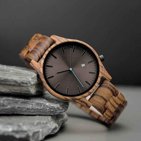 Wood Quartz Pointer Watch Men