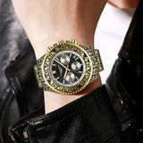 Vintage Engraving Quartz Multi-function Men's Watch