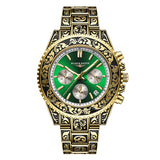 Vintage Engraving Quartz Multi-function Men's Watch