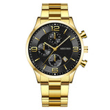 Fashion Numbers Three-eye Calendar Men's Watch